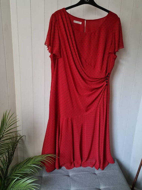 Lovely Vintage Dress Red and Black Spotty Dress 90s Y2k by Jacques Vert in Retro Flapper Style Etsy Ireland
