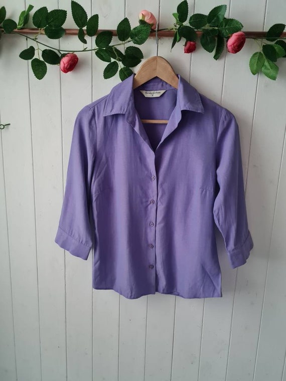 Lilac two tone Vintage shirt, 90s y2k retro blous… - image 3