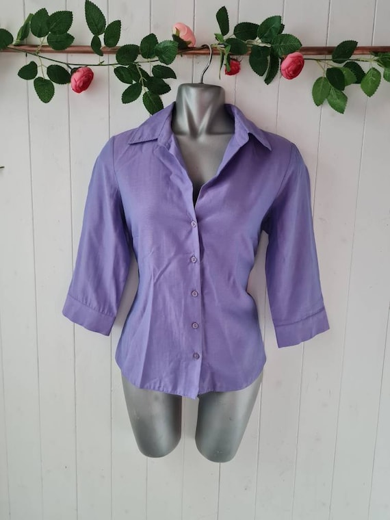 Lilac two tone Vintage shirt, 90s y2k retro blous… - image 1