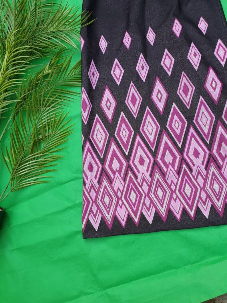 Vintage 1970s sparkly lurex psychedelic maxi skirt purple geometric shapes
