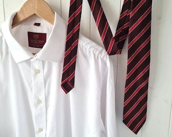 Vintage Grendale stropdas, made in Britain, gestreepte rode en bordeauxrode stropdas, jaren 60, jaren 70 stropdas Vintage stropdas, klassieke stropdas, herenstropdas, gestreepte stropdas