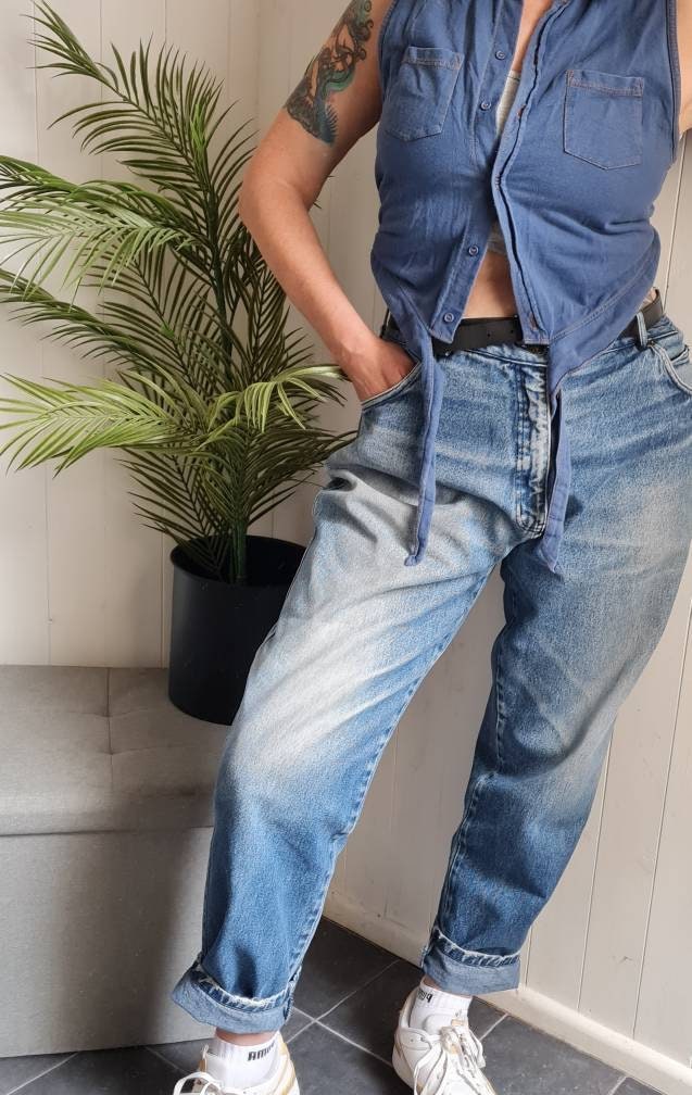 Mens Vintage Jeans Large Size Faded 