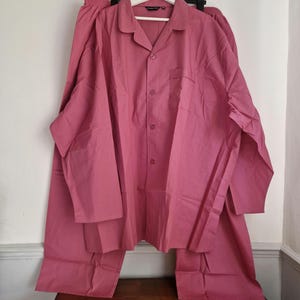 Mens vintage lightweight pyjamas, Double Two, pale burgundy traditional pyjamas, new in pack, deadstock, 70s 80s mens pyjama set, size 5XL