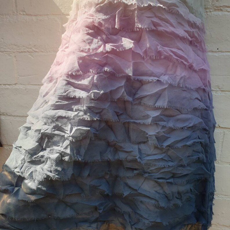 Vintage Lipsy silk cocktail dress flapper style with layered feathery tiers in a dip dye effect