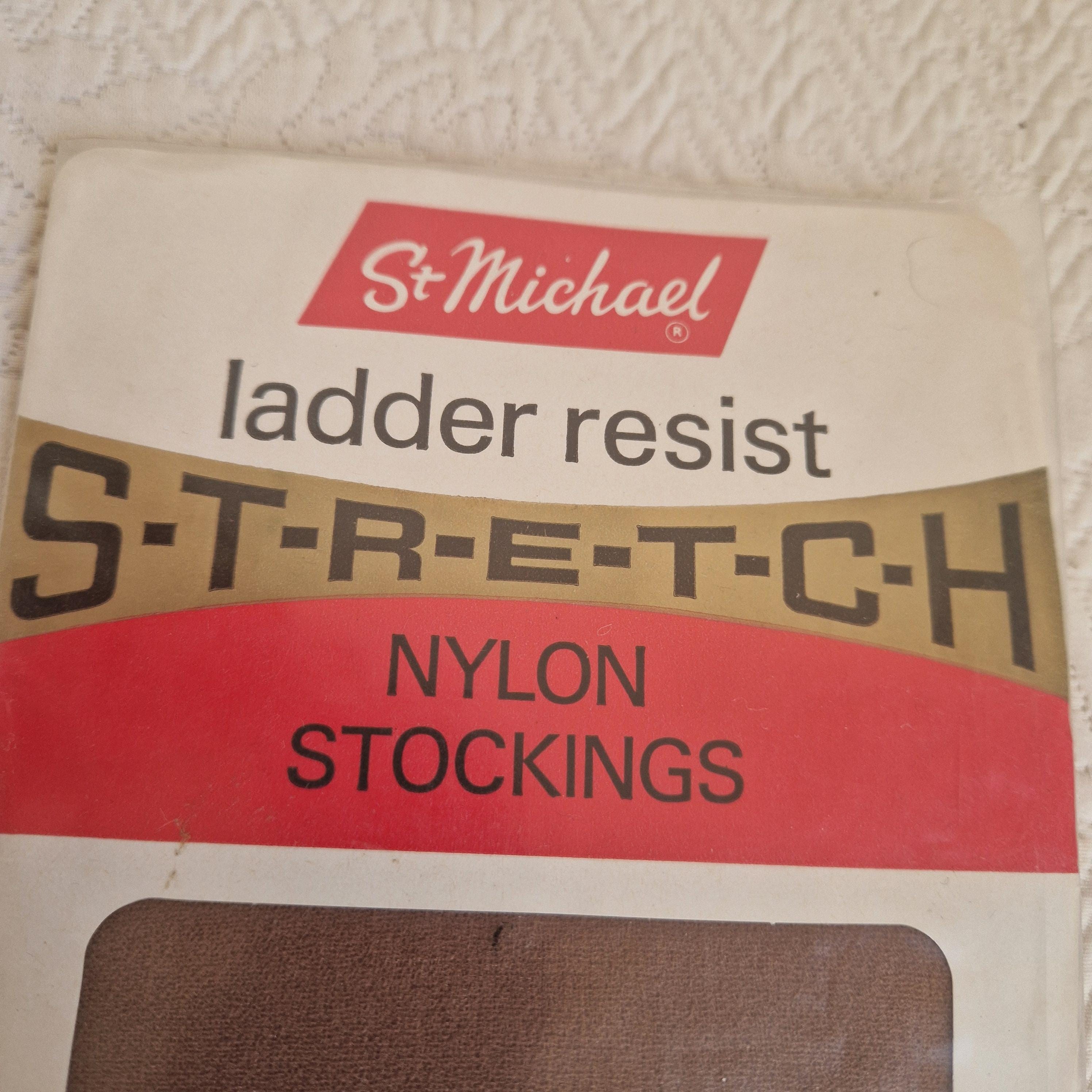 Vintage St Michael 100% Stretch NYLON Stockings, Sun Mist Colour Size 9 ...