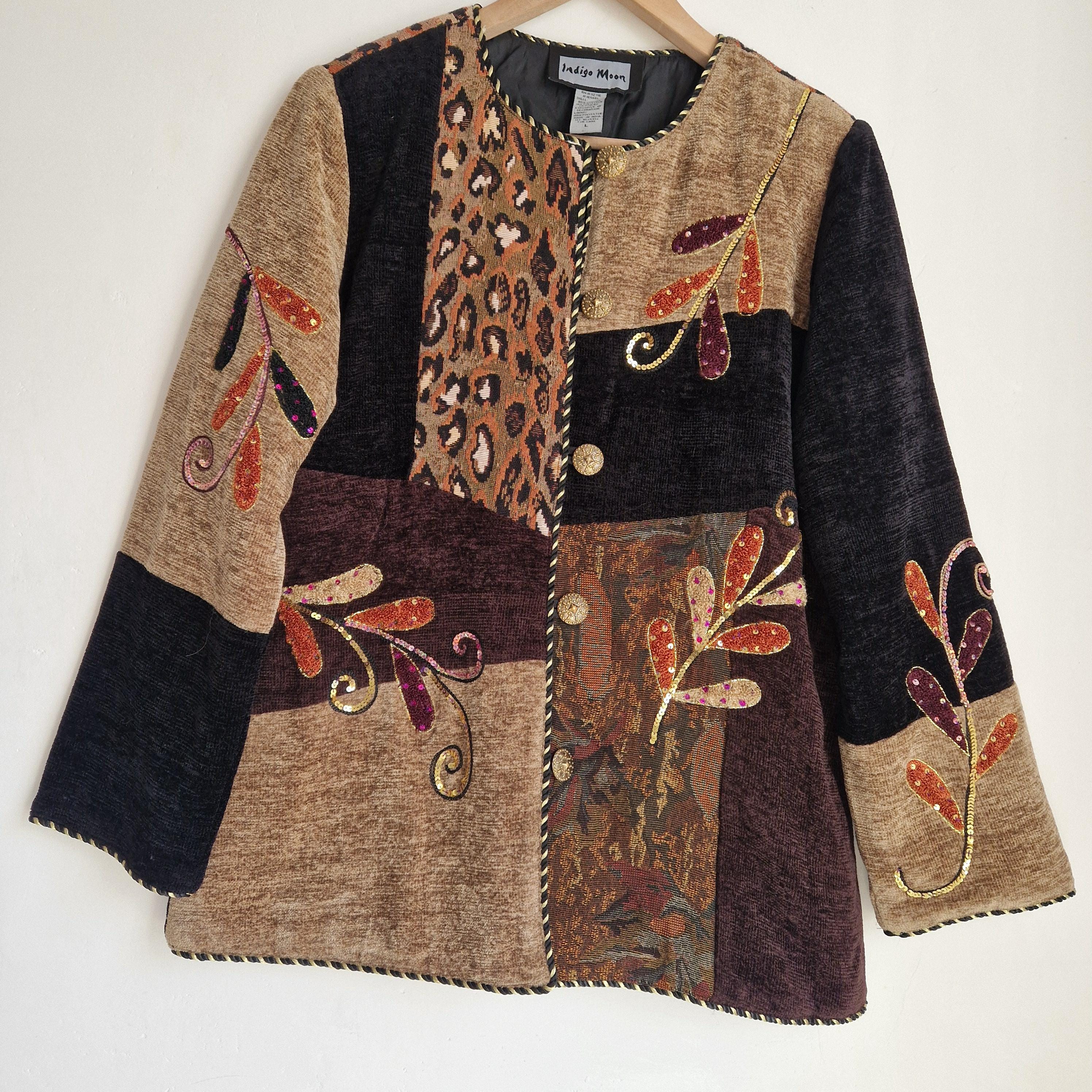 美品 VINTAGE Indigo Moon ゴブラン ノーカラージャケット L