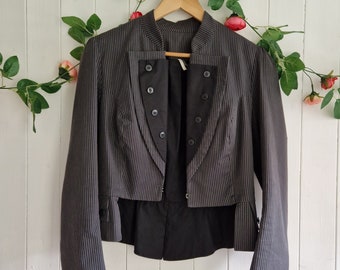 Vintage cropped dinner jacket steampunk vicrorian inspired blazer in charcoal and black by Topshop