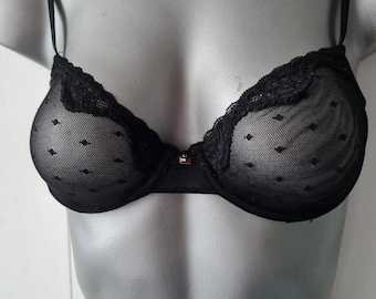 Schiere sexy Tommy Hilfiger Bügel-BH, 32B, schwarzer BH, transparenter BH