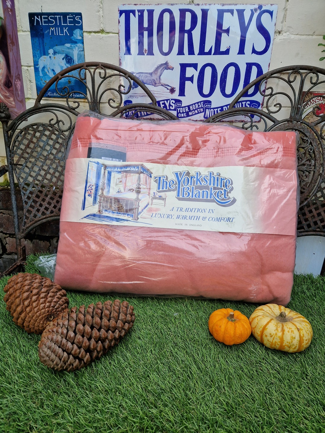 Vintage Blanket the Yorkshire Blanket in Pink 90 X Etsy