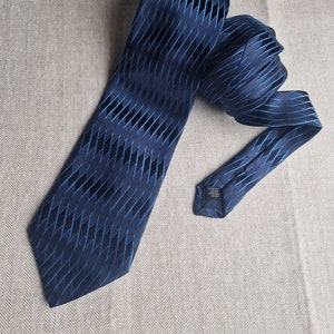 Pierre Balmain vintage mens silk tie, unusual geometric design in blue, gift for him