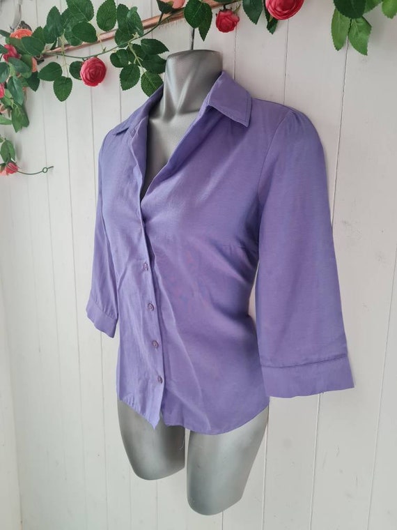 Lilac two tone Vintage shirt, 90s y2k retro blous… - image 2