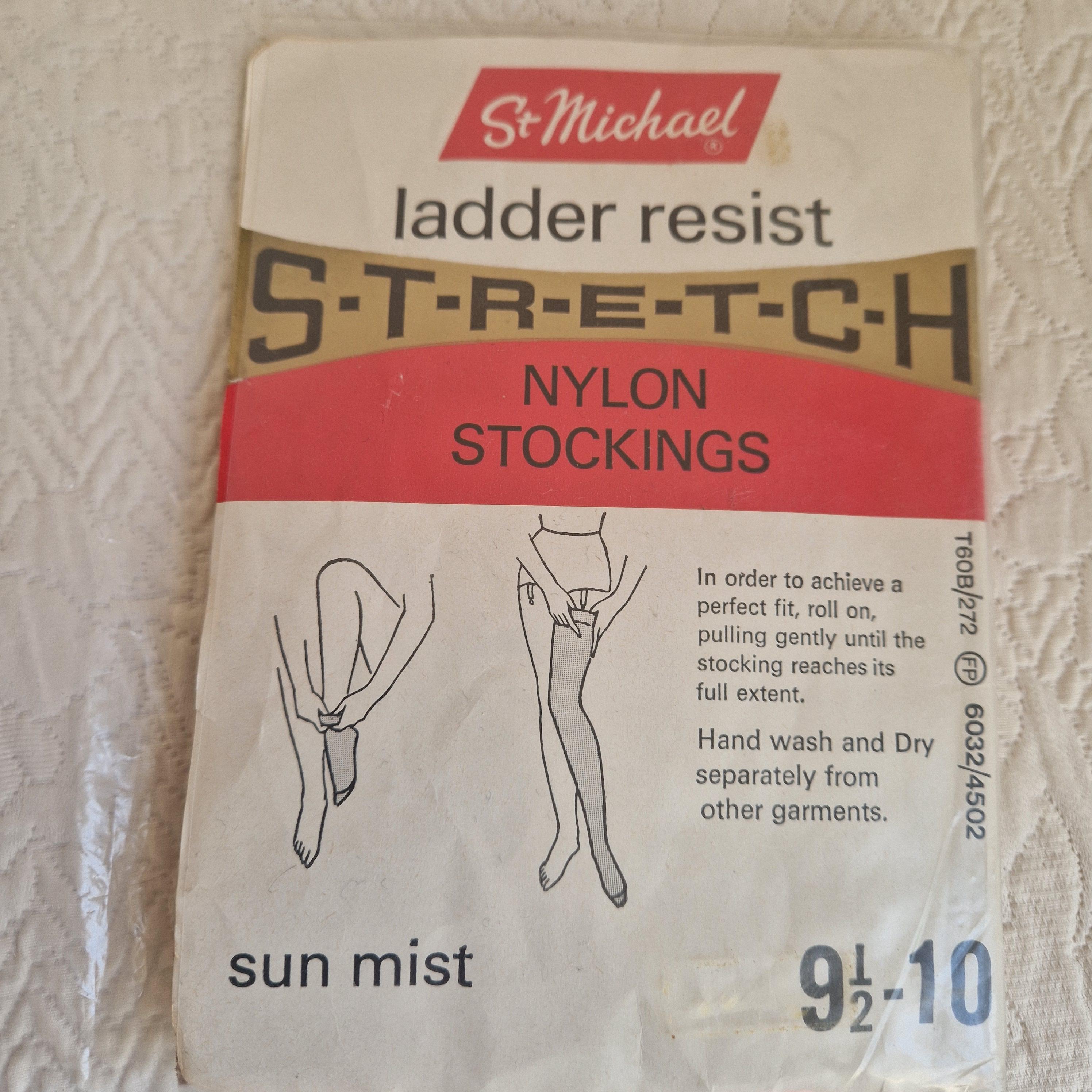 Vintage St Michael 100% Stretch NYLON Stockings, Sun Mist Colour Size 9 ...