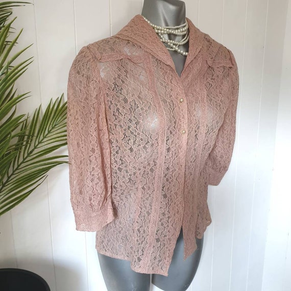 Vintage lace blouse, 40s blouse, lace blouse, fit… - image 1