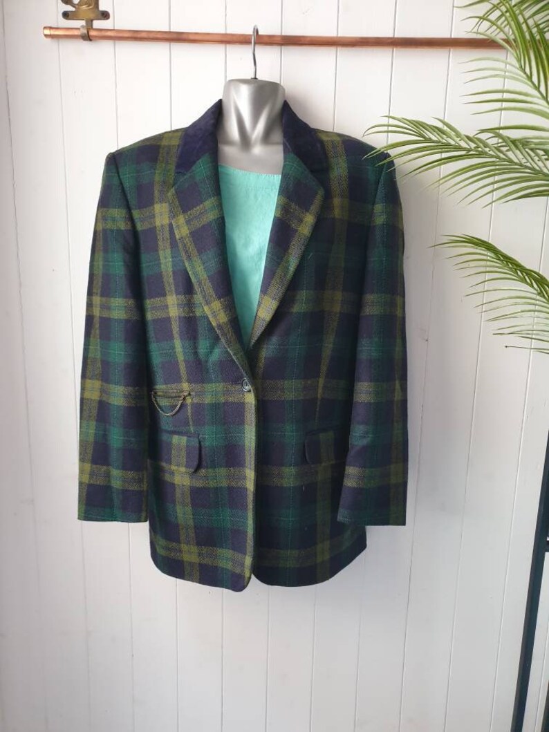 Vintage jacket vintage blazer Bianca vintage wool blazer checked jacket 90s vintage blazer