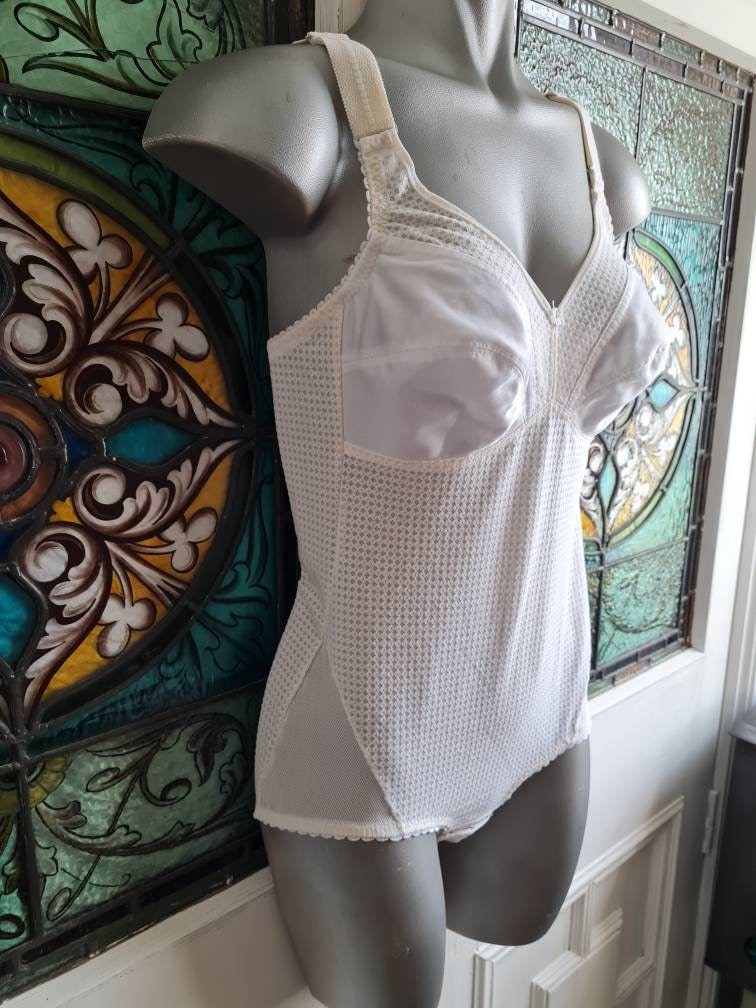 Vintage Adonna All in One Girdle Shaper Bodysuit Panty White 129-6123 Size  36B