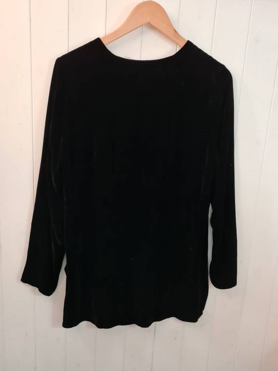 Vintage Laura Ashley black silk velour tunic top,… - image 8