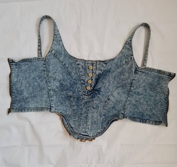 Vintage Denim Acid Wash Waistcoat 