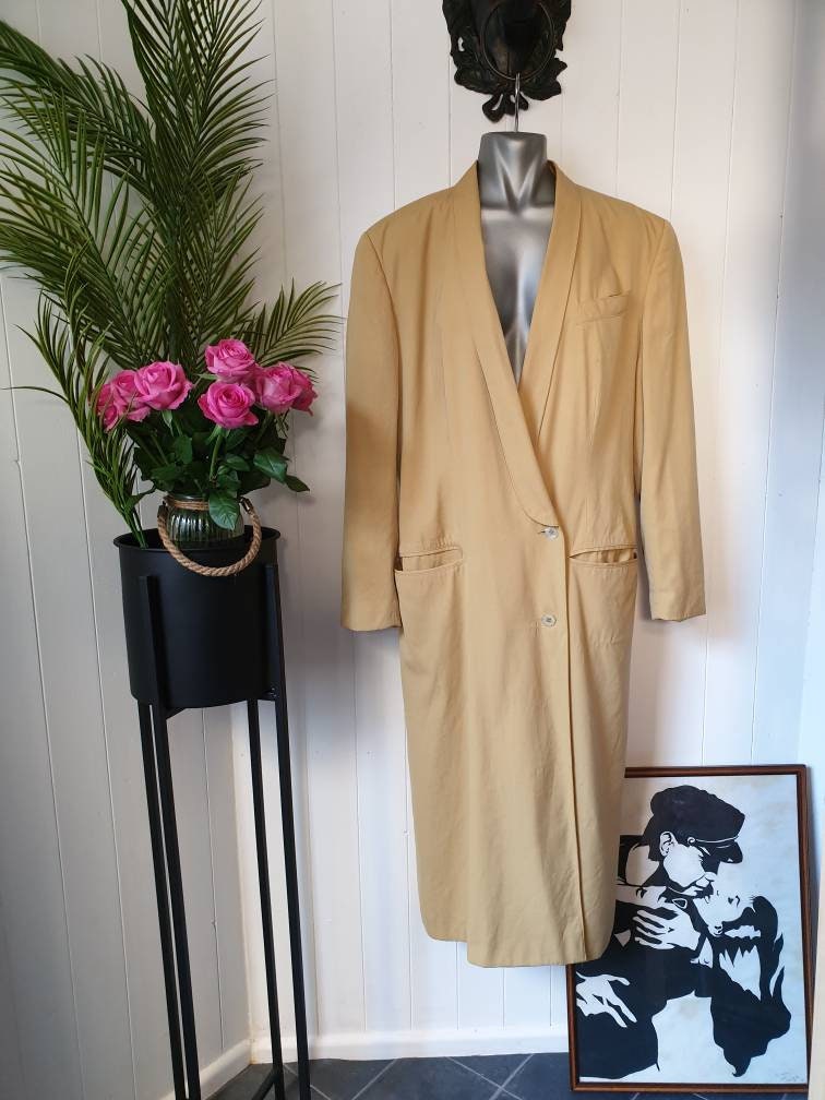Image of Vintage S Long Coat By Mondi in Pale Biscuit Tan Colour. Oversize Style S