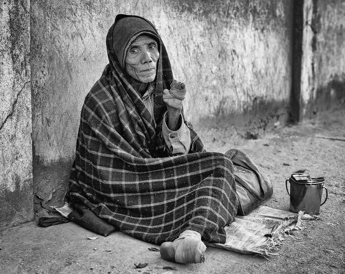 Leprosy-stricken beggar, Kathmandu 2011