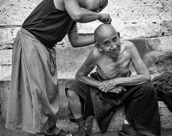 Monk shaving, Ladakh 2018