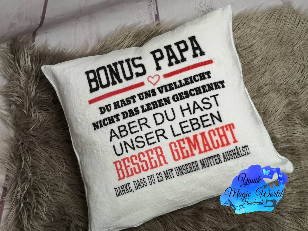 Kissen mit Spruch für den Stiefpapa oder Papa Bonuspapa Etsy.de