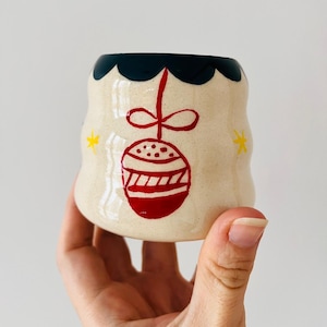 Handmade Christmas Ceramic Mug | Unique Holiday Gift Coffee Cup | Festive Hand-Painted Xmas Decor
