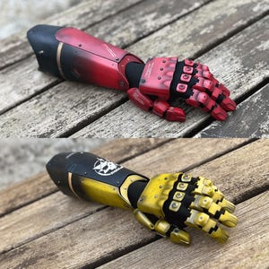 Prop Wearable Mechanical Arm - Red Yellow Robotic - Futuristic Cosplay Accessory - Sci-Fi Costume Piece