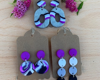 Polymer Clay Earrings - Pride Collection in Asexual Flag