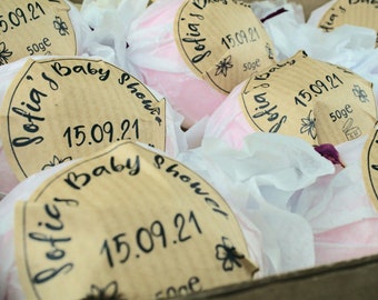 Personalized Bath Bombs for Baby Shower favors, Set of 9