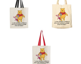 Winnie the Pooh And Piglet Friends themed Shopping Cotton Tote Bag.