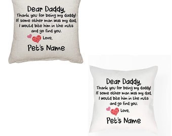 Dad /Daddy Love Personalised FATHER'S DAY Luxury SOFT LINEN Cushion Gift 