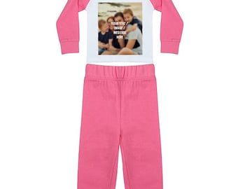 Personalised with Your own Text/Image/Name/Message Pink Coloured Cotton Nightwear Clothes Sleepwear Baby Toddler Pyjamas Sets 2 Piece Outfit