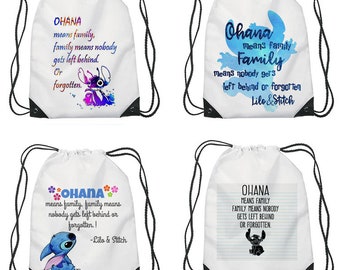 Family Ohana Quote Themed Gym Drawstring Bag Christmas/Birthday gift.