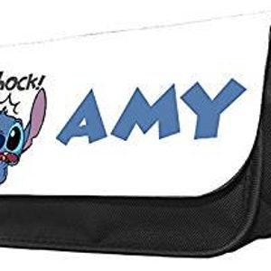 LOYEJEGL Stitch stuff Travel Cosmetic Bag，Large Capacity Cartoon Makeup Bag  with A Makeup Mirror, A Bracelet, Two Stickers and Four Stitch