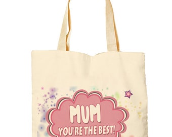 Personalised Mothers Day themed 'You're the Best' funny Tote Bag-Cotton Shopping Bag - For Mum, Aunty, Granny, Nanny, Grandma, Godmother