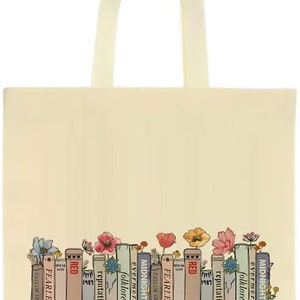Taylor Albums as books Bag, Floral Bookcase Albums Design, Reusable Bag, Shopping Bag, Tote Bag. Natural