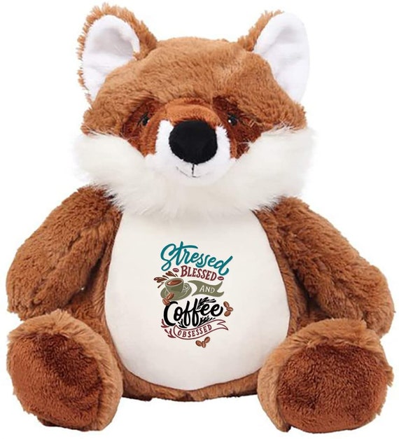 Amante del caf Estresado bendecido y caf inspirado Funny Fox