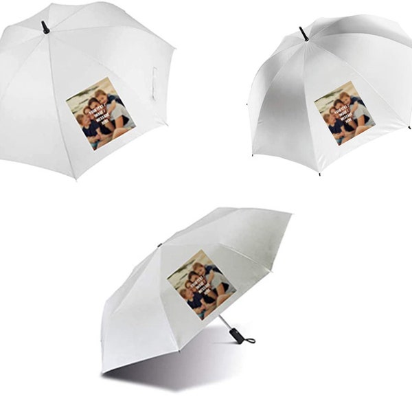 Personalised with Your own Image Text Message Themed White Umbrella for Mothers Day,Fathers Day,Birthday,Good for Small Company Promotion.