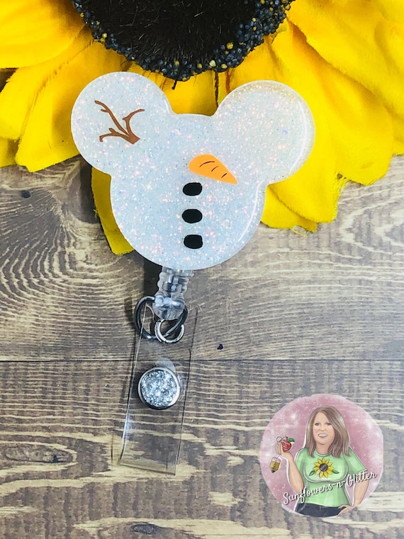 Mouse Ears Snowman Badge Reel-cute Disney Talking Snowman-friend