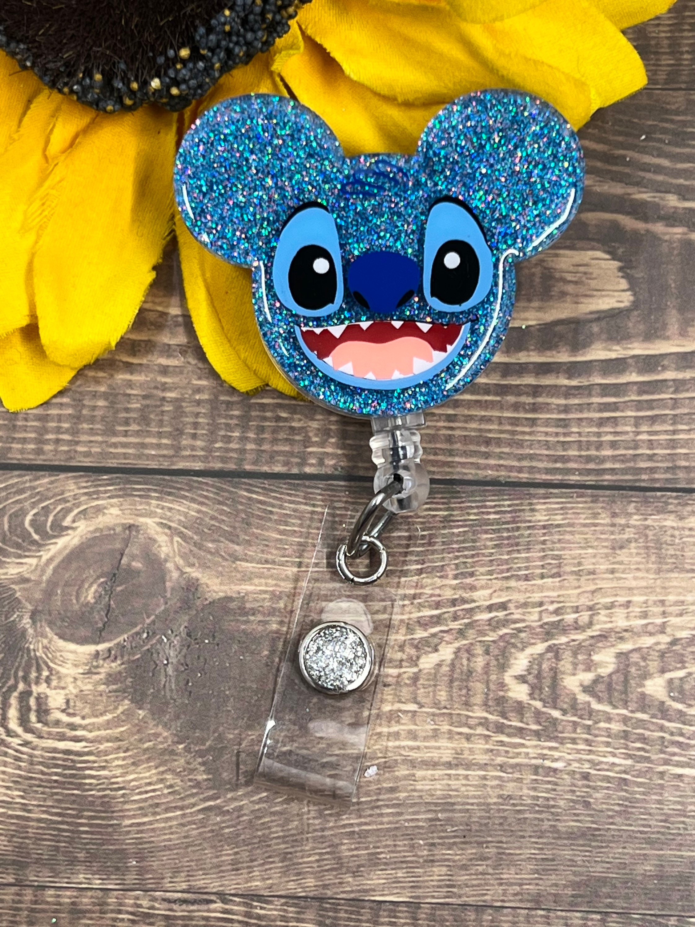 Blue Alien Mouse Ears-stitch Badge Reel-disney Badge  Reelteacher/nurse/medical Badge Reel 