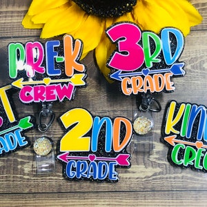 Grade level badge reel-teacher badge reel-pre-k, kinder, 1st, 2nd, 3rd grade-elementary teacher badge reel-customized badge reel