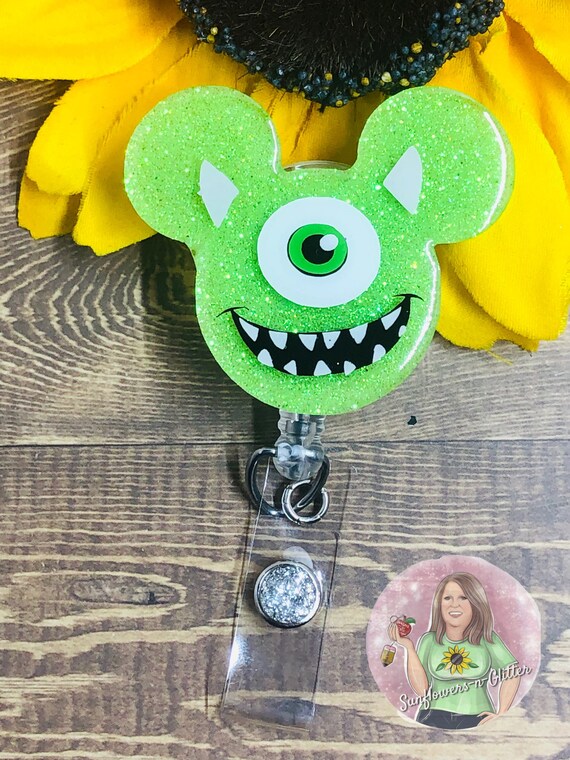 Mouse Ears Green One Eyed Monster-monster Inc Movie-disney Badge