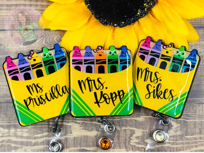 Crayon box badge reel personalized badge reel image 0