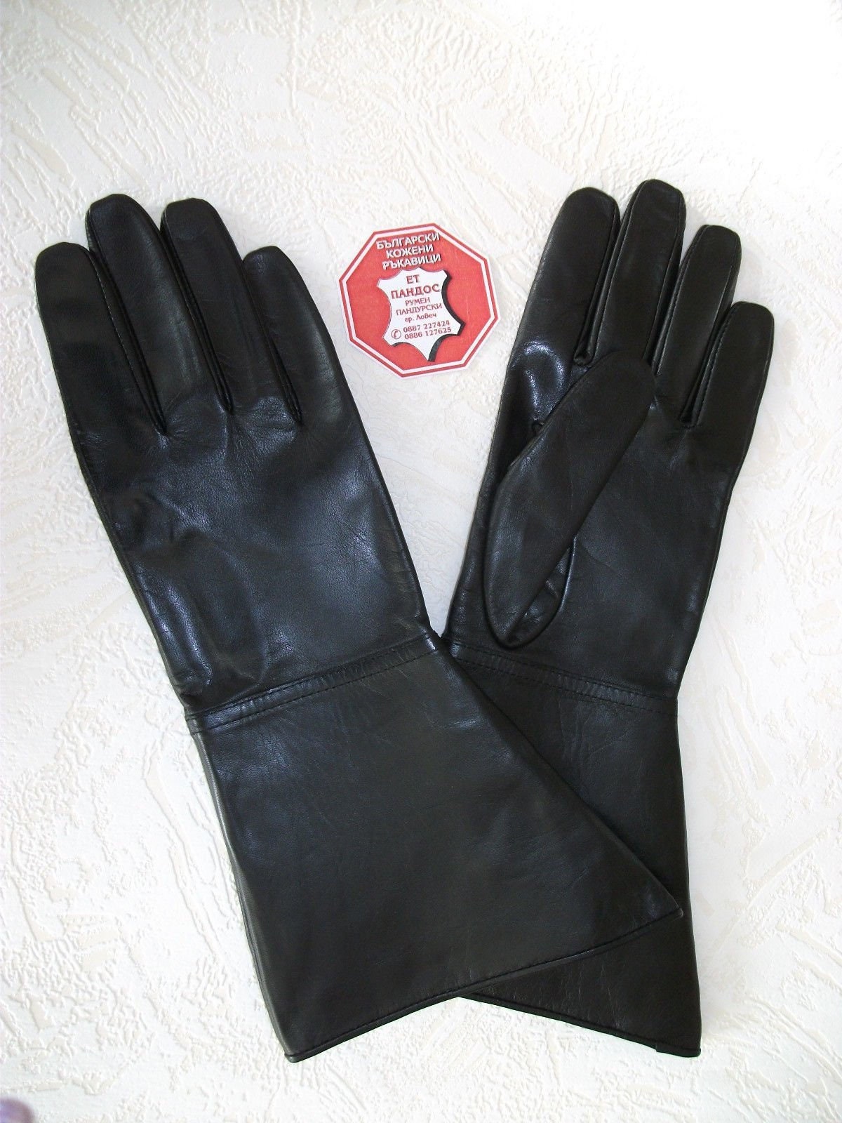 Men's Long Black Genuine Leather Gloves Etsy