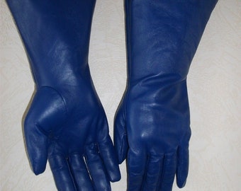 Gants de conduite longs bleus en cuir véritable pour hommes Gants de modèle de designer en cuir véritable de haute qualité