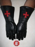 Black Men's Leather Masonlc Knlghts Templar Gloves