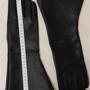 Gants longs en cuir véritable noir de créateur pour homme fabriqués avec du cuir véritable italien de haute qualité image 4