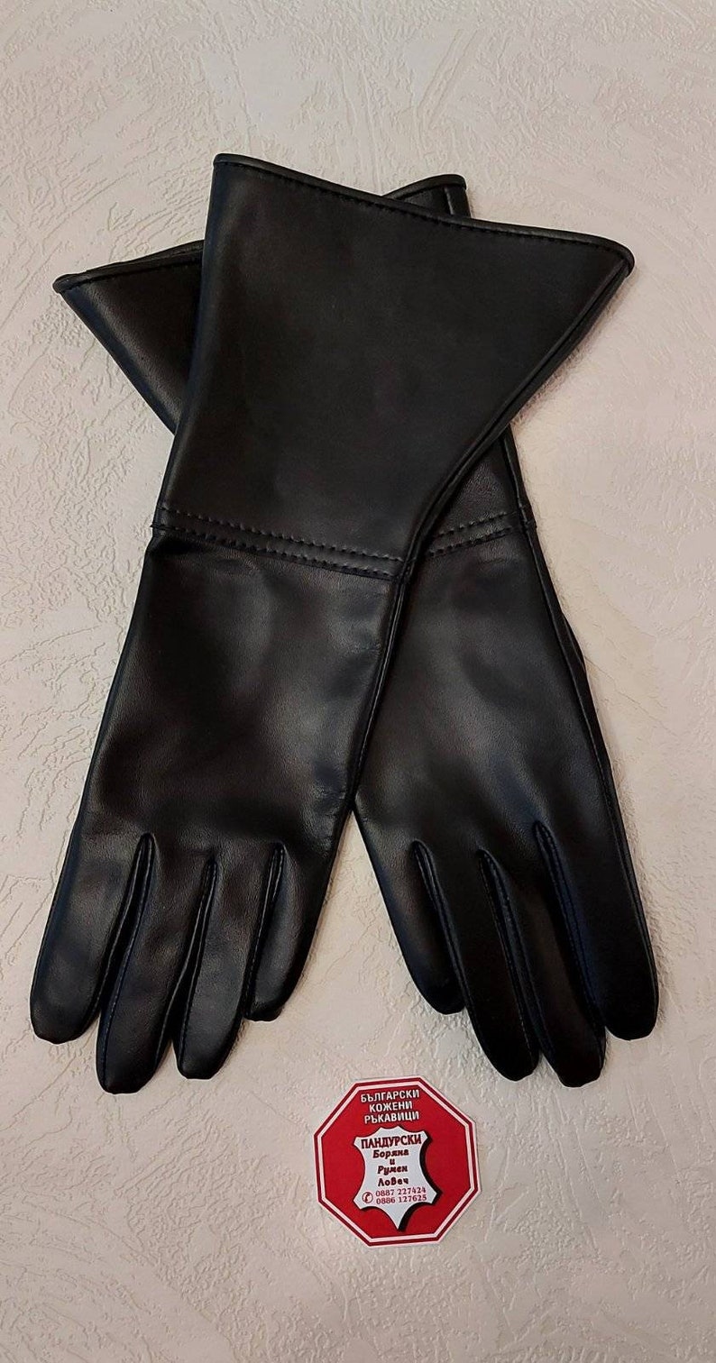 Gants longs en cuir véritable noir de créateur pour homme fabriqués avec du cuir véritable italien de haute qualité image 1