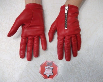 Unique Designer Women's Red Genuine Leather Gloves Fashion Accessory Driving Gloves Made with Italian Genuine Leather High Quality