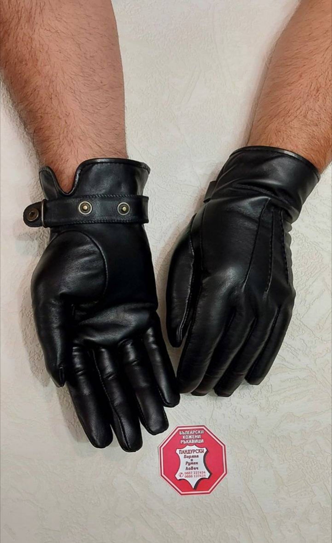 KINBOM 1 Pair Half Finger Leather Gloves, Stylish Fingerless Leather Gloves Biker Punk Gloves for Halloween Women Girls Cosplay Performance (Black)